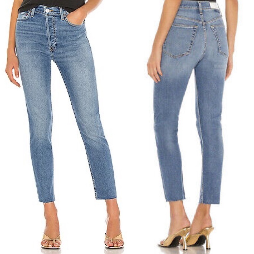 RE/DONE 90s High Rise Ankle Crop Jeans in Medium 2